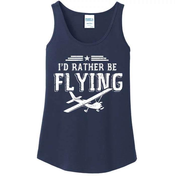 Distressed Id Rather Be Flying Funny Airplane Pilot Ladies Essential Tank