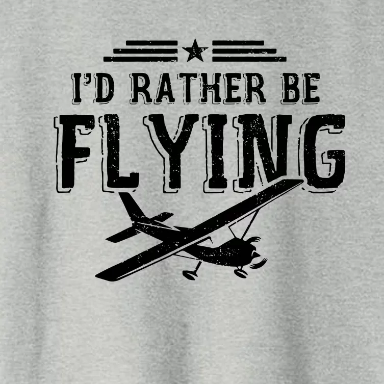 Distressed Id Rather Be Flying Funny Airplane Pilot Women's Crop Top Tee