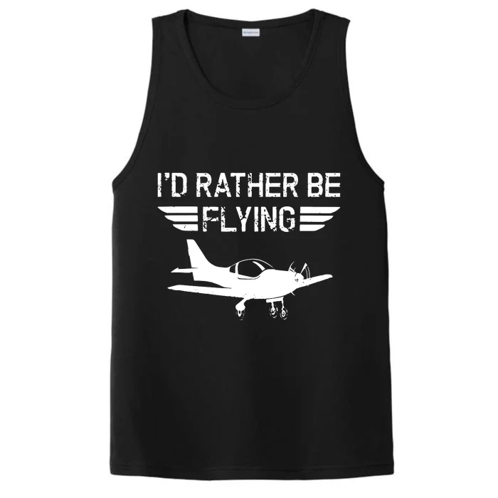 Distressed Id Rather Be Flying Funny Airplane Pilot Performance Tank