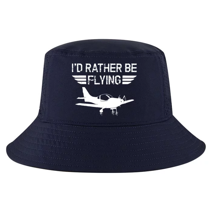 Distressed Id Rather Be Flying Funny Airplane Pilot Cool Comfort Performance Bucket Hat