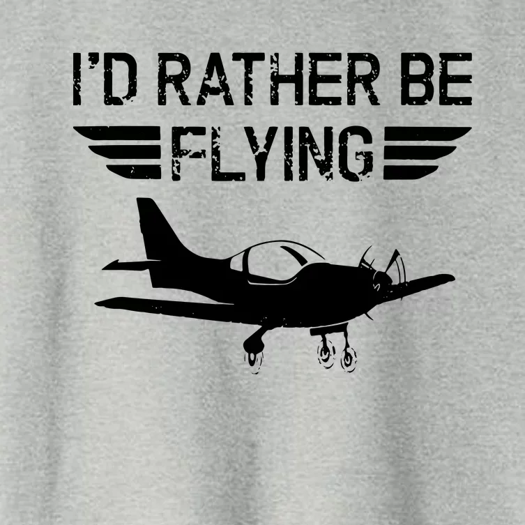 Distressed Id Rather Be Flying Funny Airplane Pilot Women's Crop Top Tee