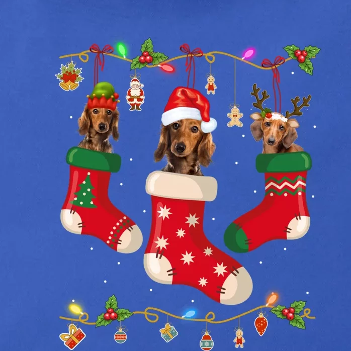 Dachshund In Socks Christmas Gift Stocking Lights Gift Xmas Meaningful Gift Zip Tote Bag