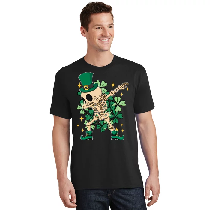 Dabbing Irish Skeleton Clover St Patricks Day T-Shirt