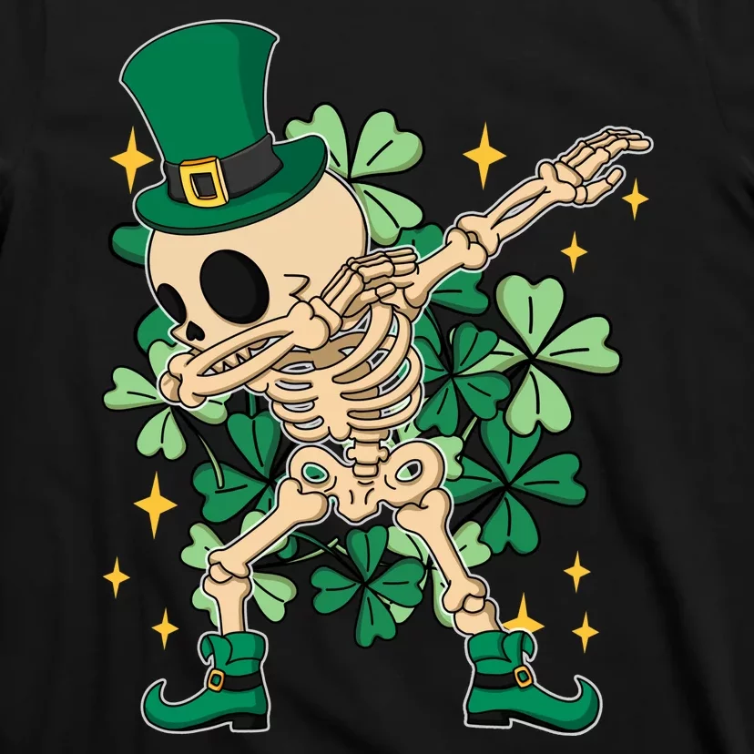 Dabbing Irish Skeleton Clover St Patricks Day T-Shirt