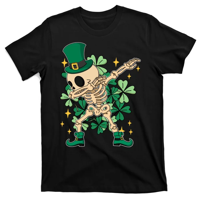 Dabbing Irish Skeleton Clover St Patricks Day T-Shirt