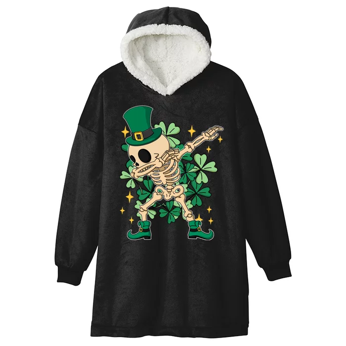 Dabbing Irish Skeleton Clover St Patricks Day Hooded Wearable Blanket