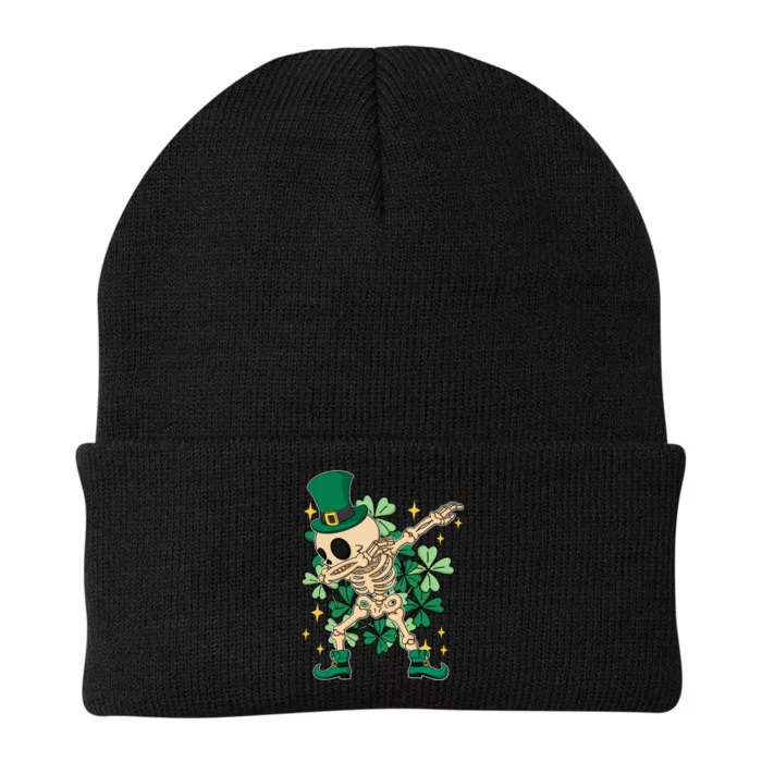 Dabbing Irish Skeleton Clover St Patricks Day Knit Cap Winter Beanie