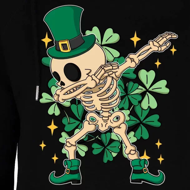 Dabbing Irish Skeleton Clover St Patricks Day Womens Funnel Neck Pullover Hood