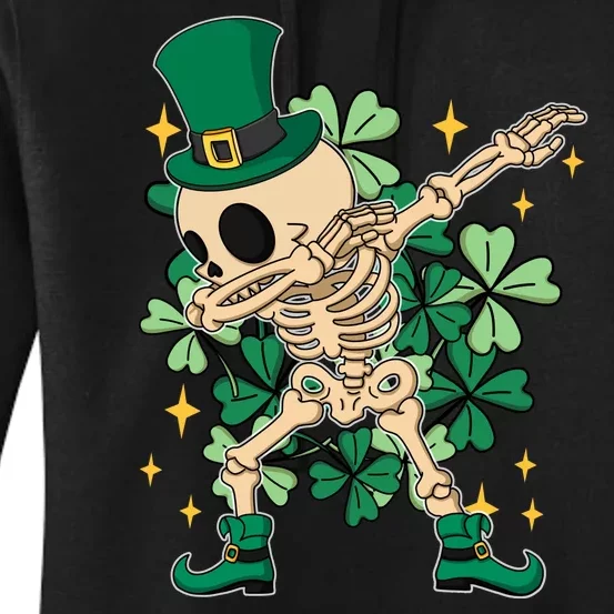 Dabbing Irish Skeleton Clover St Patricks Day Women's Pullover Hoodie