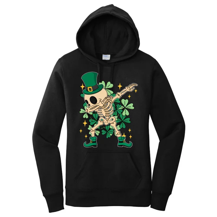 Dabbing Irish Skeleton Clover St Patricks Day Women's Pullover Hoodie