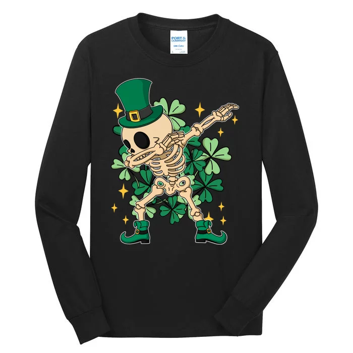 Dabbing Irish Skeleton Clover St Patricks Day Tall Long Sleeve T-Shirt