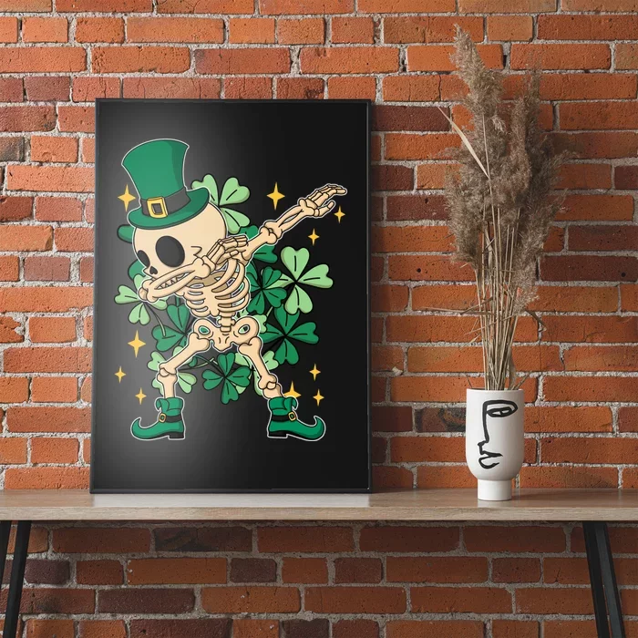 Dabbing Irish Skeleton Clover St Patricks Day Poster