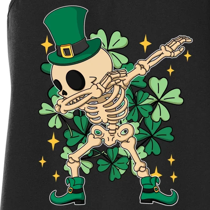 Dabbing Irish Skeleton Clover St Patricks Day Women's Racerback Tank