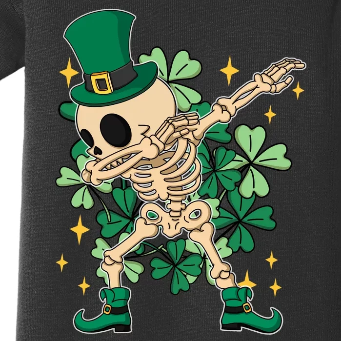 Dabbing Irish Skeleton Clover St Patricks Day Baby Bodysuit