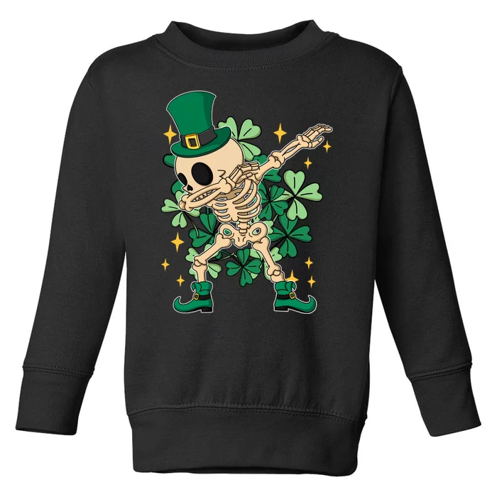 Dabbing Irish Skeleton Clover St Patricks Day Toddler Sweatshirt