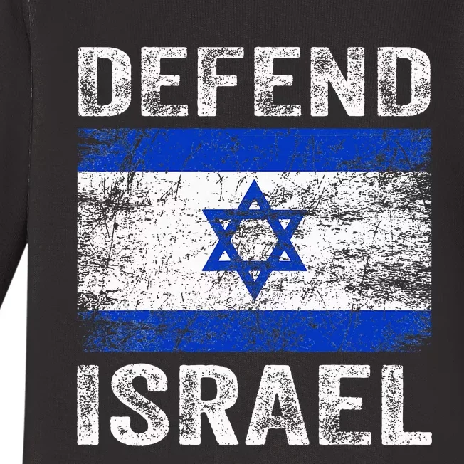 Defend Israel Support Israel I Stand With Israel Israel Flag Baby Long Sleeve Bodysuit