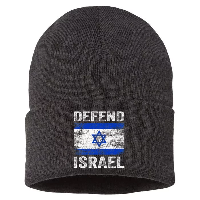 Defend Israel Support Israel I Stand With Israel Israel Flag Sustainable Knit Beanie