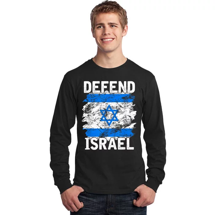 Defend Israel Support Israel I Stand With Israel Israel Flag Tall Long Sleeve T-Shirt