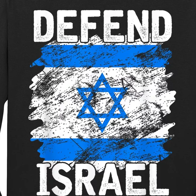 Defend Israel Support Israel I Stand With Israel Israel Flag Tall Long Sleeve T-Shirt