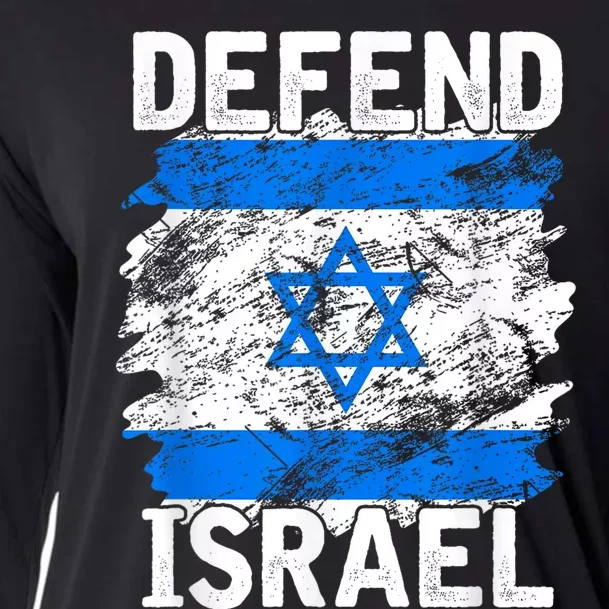 Defend Israel Support Israel I Stand With Israel Israel Flag Cooling Performance Long Sleeve Crew