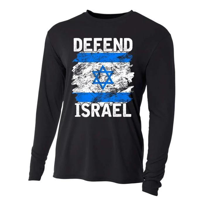 Defend Israel Support Israel I Stand With Israel Israel Flag Cooling Performance Long Sleeve Crew