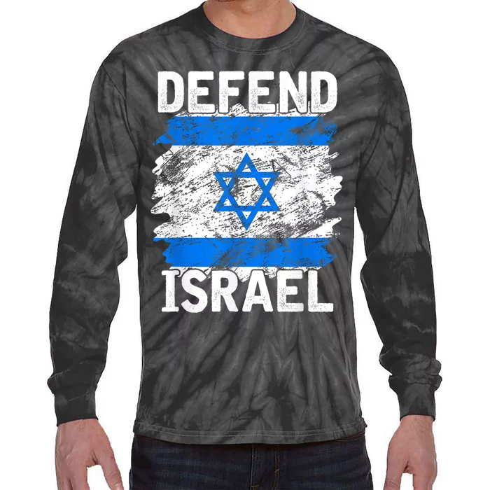 Defend Israel Support Israel I Stand With Israel Israel Flag Tie-Dye Long Sleeve Shirt