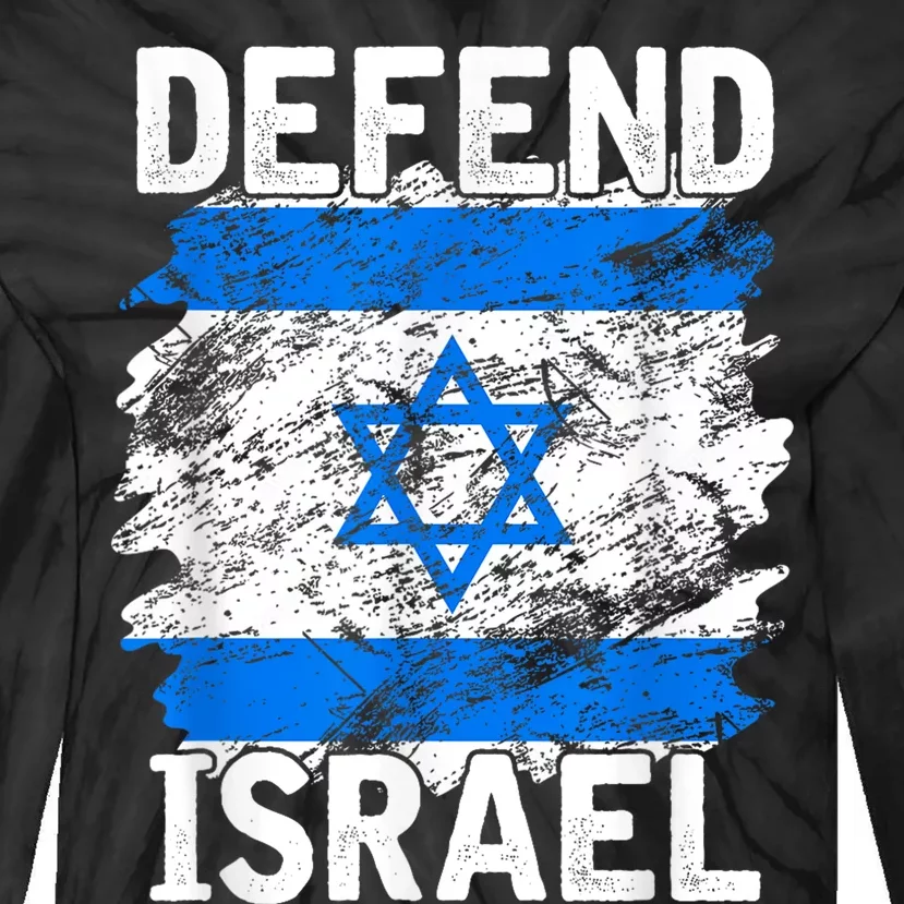 Defend Israel Support Israel I Stand With Israel Israel Flag Tie-Dye Long Sleeve Shirt