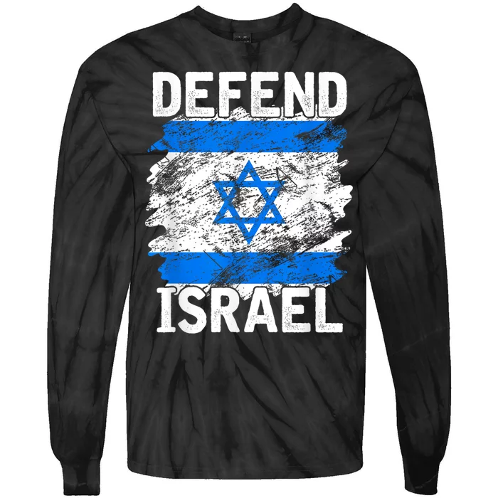 Defend Israel Support Israel I Stand With Israel Israel Flag Tie-Dye Long Sleeve Shirt