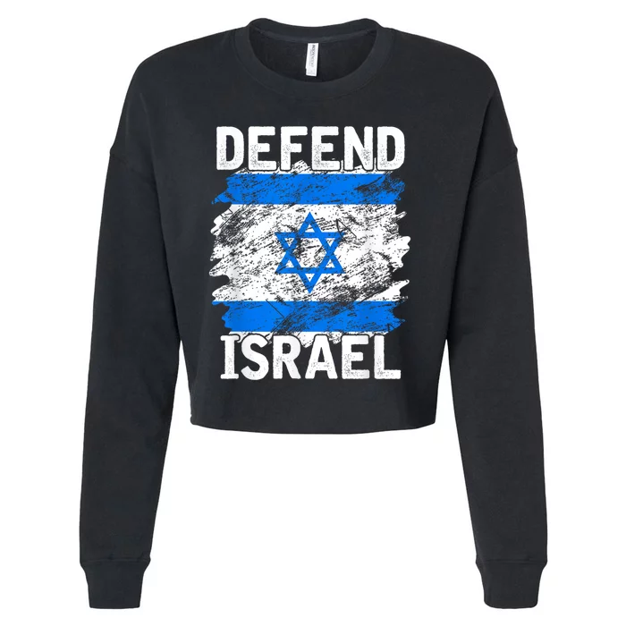 Defend Israel Support Israel I Stand With Israel Israel Flag Cropped Pullover Crew