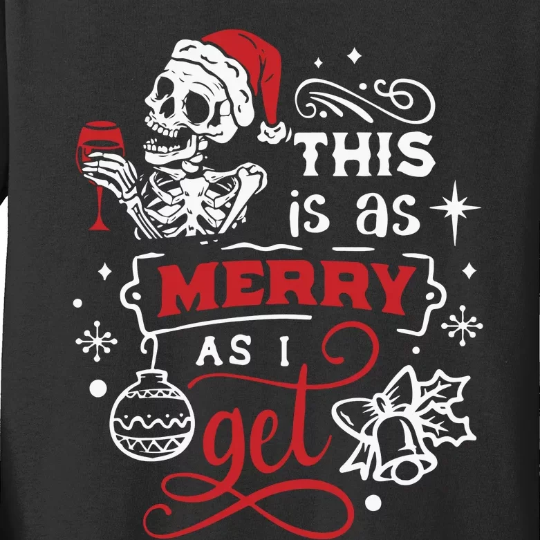 Dead Inside Skeleton Christmas Dancing Skeleton Christmas Kids Long Sleeve Shirt