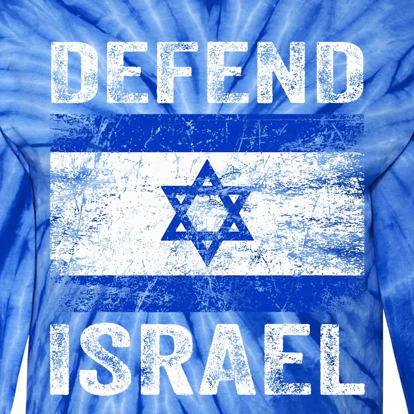 Defend Israel Support Israel I Stand With Israel Israel Flag Tie-Dye Long Sleeve Shirt