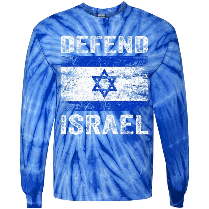 Defend Israel Support Israel I Stand With Israel Israel Flag Tie-Dye Long Sleeve Shirt