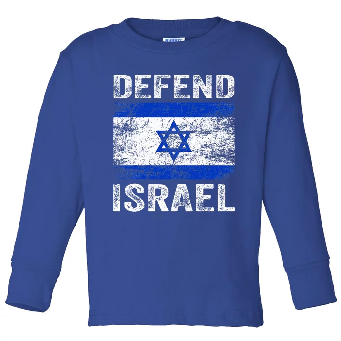 Defend Israel Support Israel I Stand With Israel Israel Flag Toddler Long Sleeve Shirt