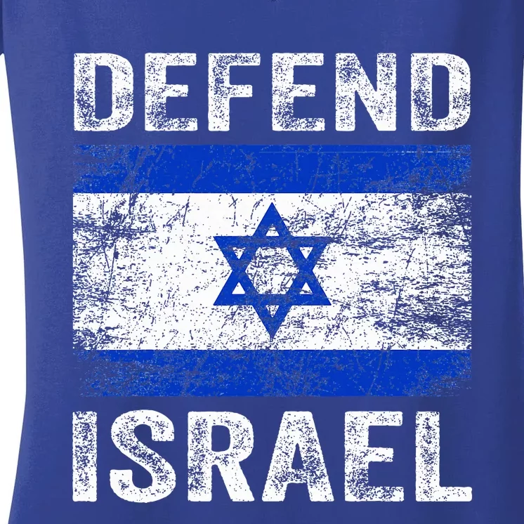 Defend Israel Support Israel I Stand With Israel Israel Flag Women's V-Neck T-Shirt