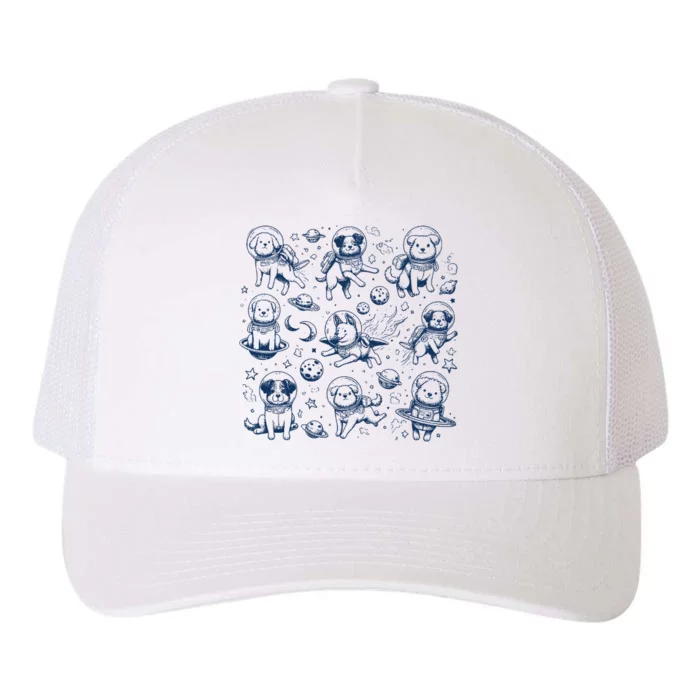 Dogs In Space Retro Dog Moon 90s Yupoong Adult 5-Panel Trucker Hat