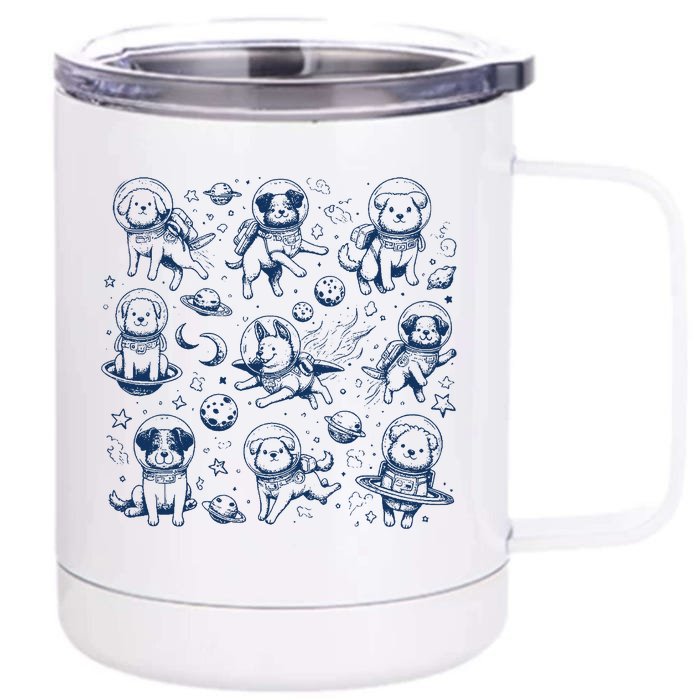 Dogs In Space Retro Dog Moon 90s Front & Back 12oz Stainless Steel Tumbler Cup