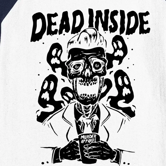 Dead Inside Skull Zombie Dark Humor Goth Baseball Sleeve Shirt