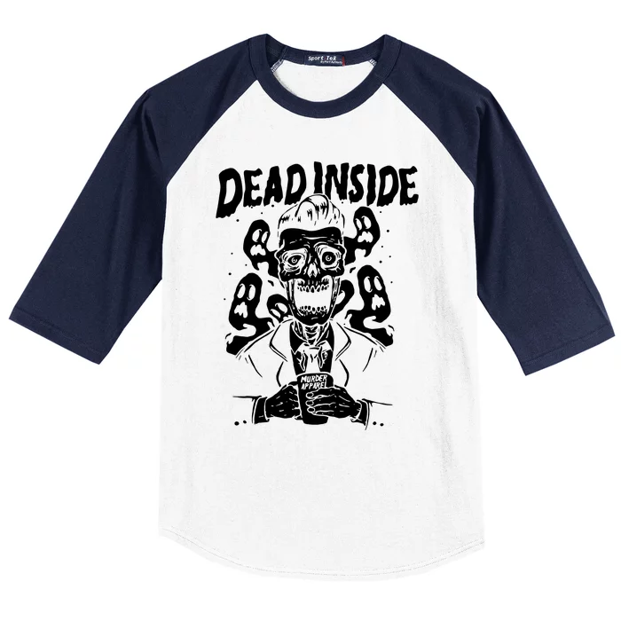 Dead Inside Skull Zombie Dark Humor Goth Baseball Sleeve Shirt