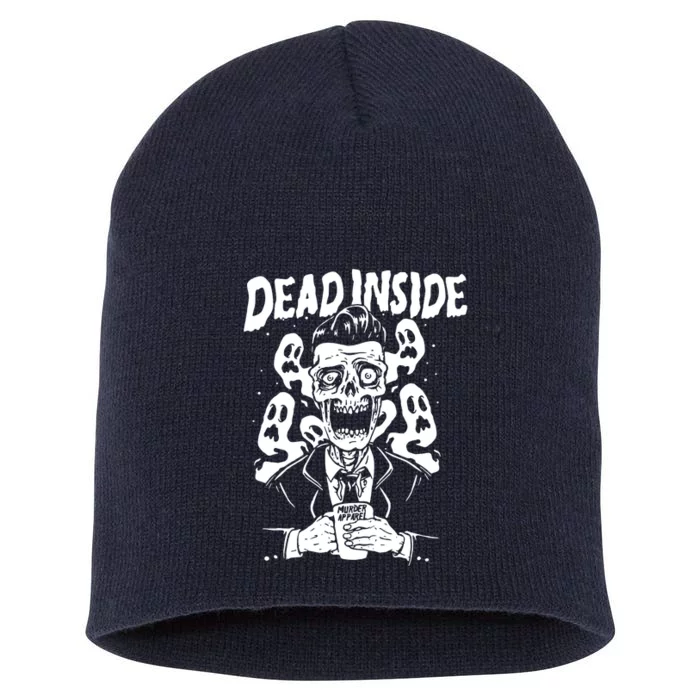 Dead Inside Skull Zombie Dark Humor Goth Short Acrylic Beanie