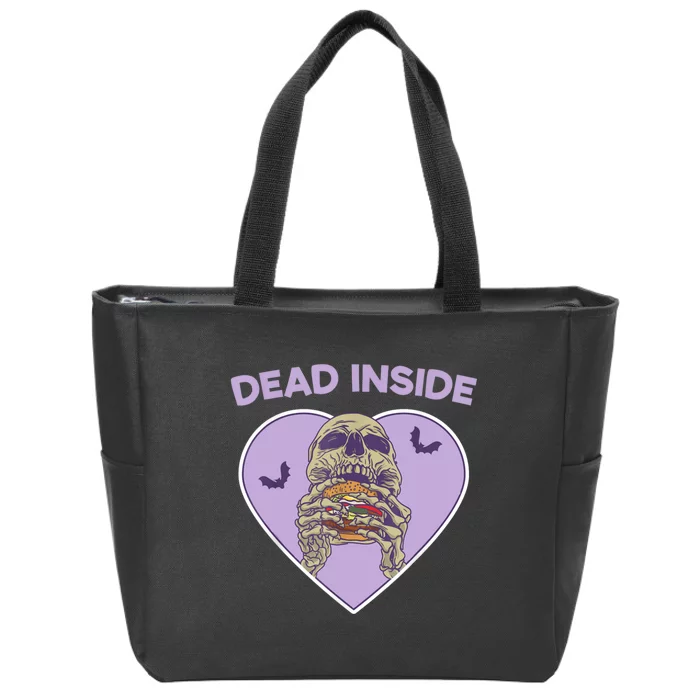 Dead Inside Skeleton Funny Skeleton Eating Zip Tote Bag