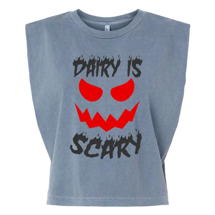 Dairy Is Scary Halloween Scary Face Horror Garment-Dyed Women's Muscle Tee