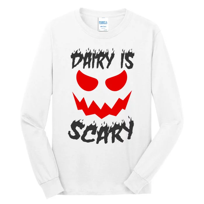 Dairy Is Scary Halloween Scary Face Horror Tall Long Sleeve T-Shirt