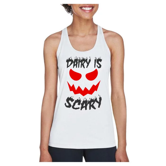 Dairy Is Scary Halloween Scary Face Horror Women's Racerback Tank