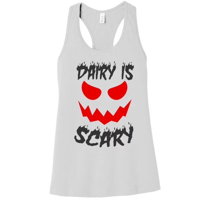 Dairy Is Scary Halloween Scary Face Horror Women's Racerback Tank