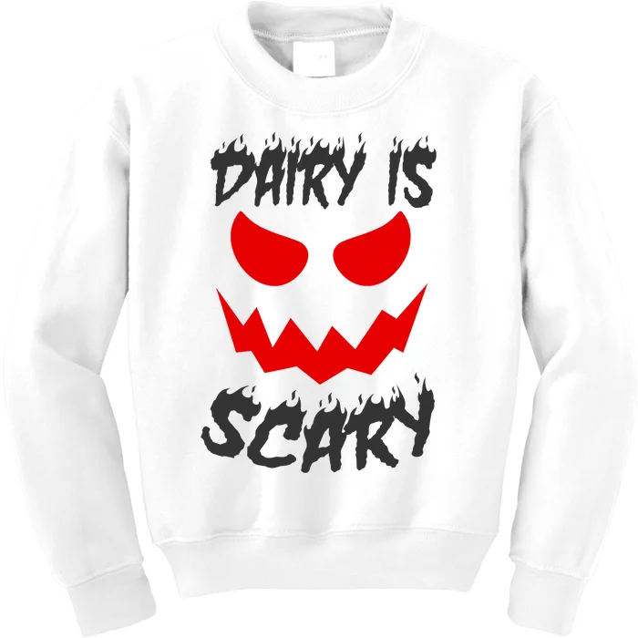 Dairy Is Scary Halloween Scary Face Horror Kids Sweatshirt