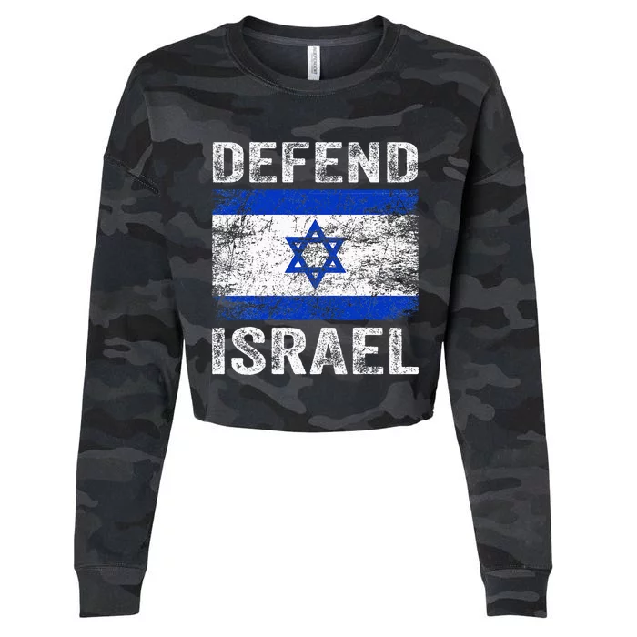 Defend Israel Support Israel I Stand With Israel Israel Flag Cropped Pullover Crew