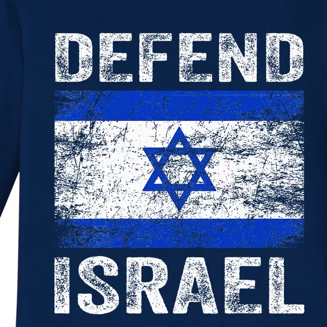 Defend Israel Support Israel I Stand With Israel Israel Flag Baby Long Sleeve Bodysuit