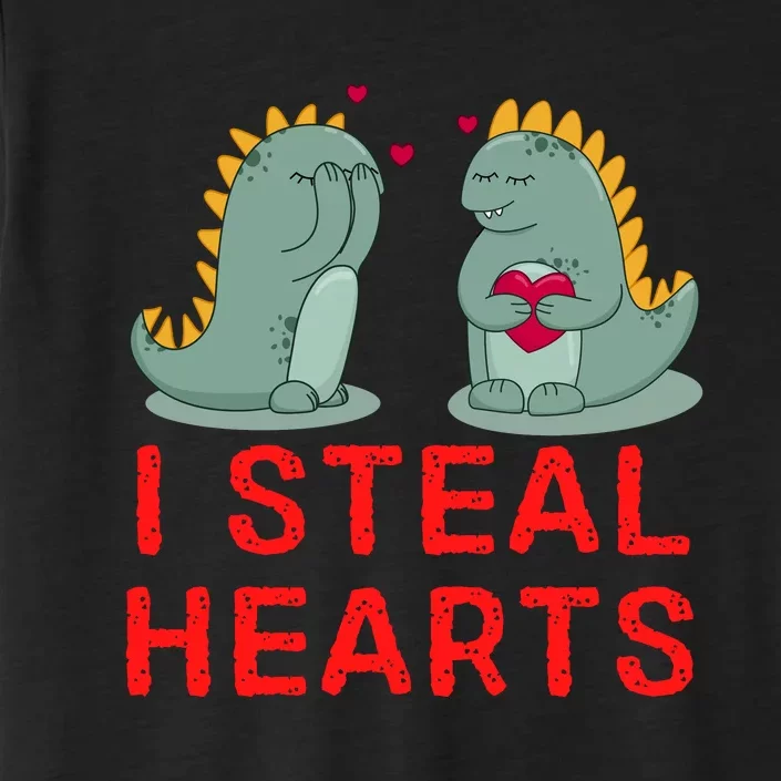 Dinosaur I Steal Hearts Valentines Day ChromaSoft Performance T-Shirt