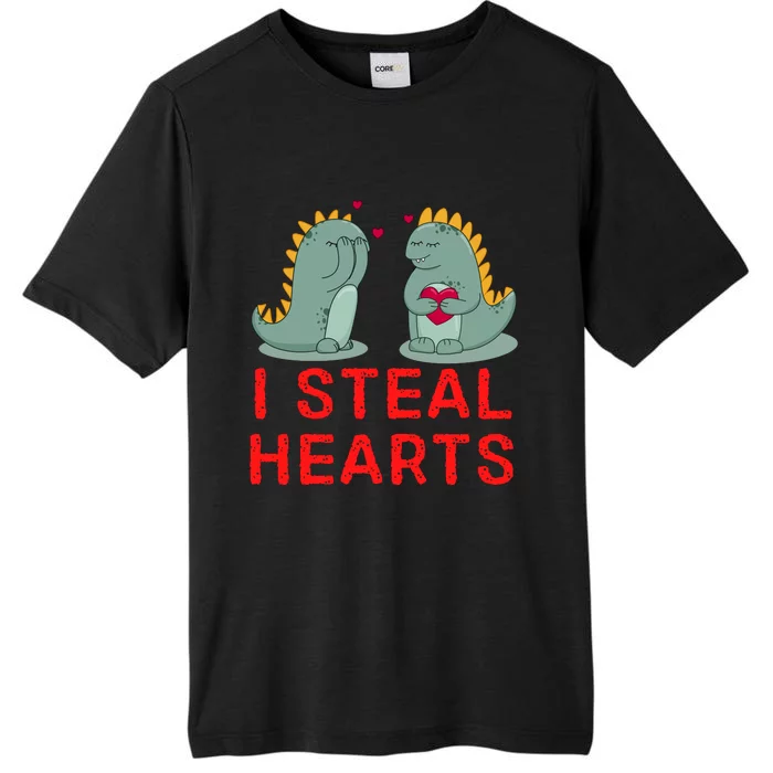 Dinosaur I Steal Hearts Valentines Day ChromaSoft Performance T-Shirt