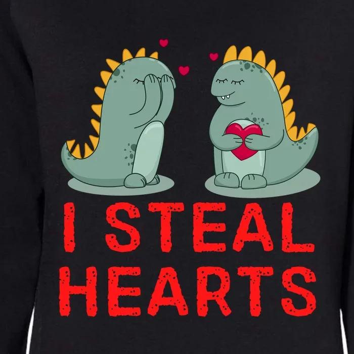 Dinosaur I Steal Hearts Valentines Day Womens California Wash Sweatshirt